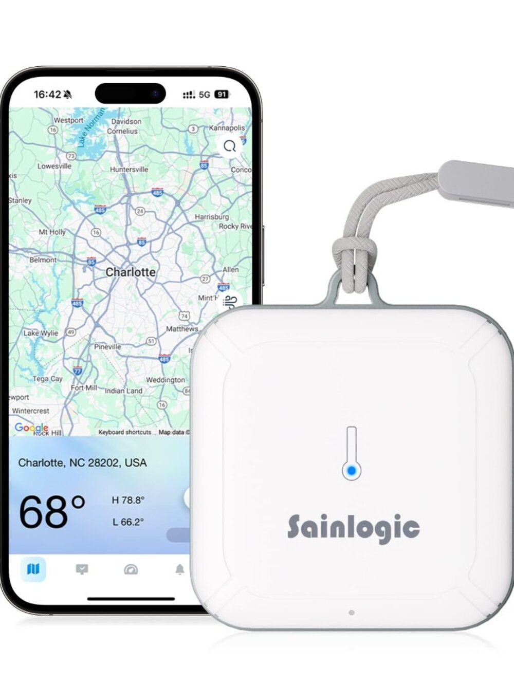 Sainlogic WiFi Thermometer Hygrometer Smart Sensor AI Weather Forecast Room Gree